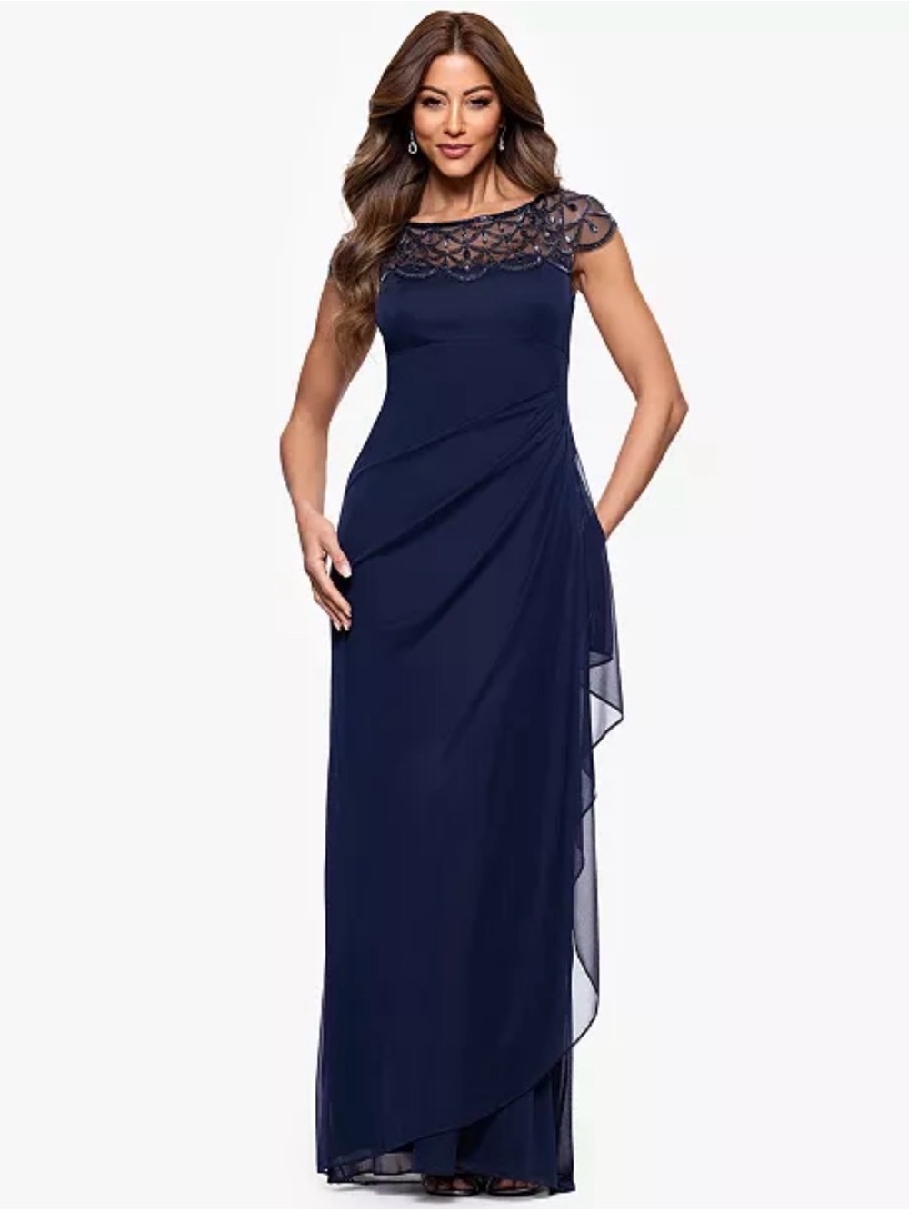 XSCAPE Women's Boat-Neck Long Sheath Dress